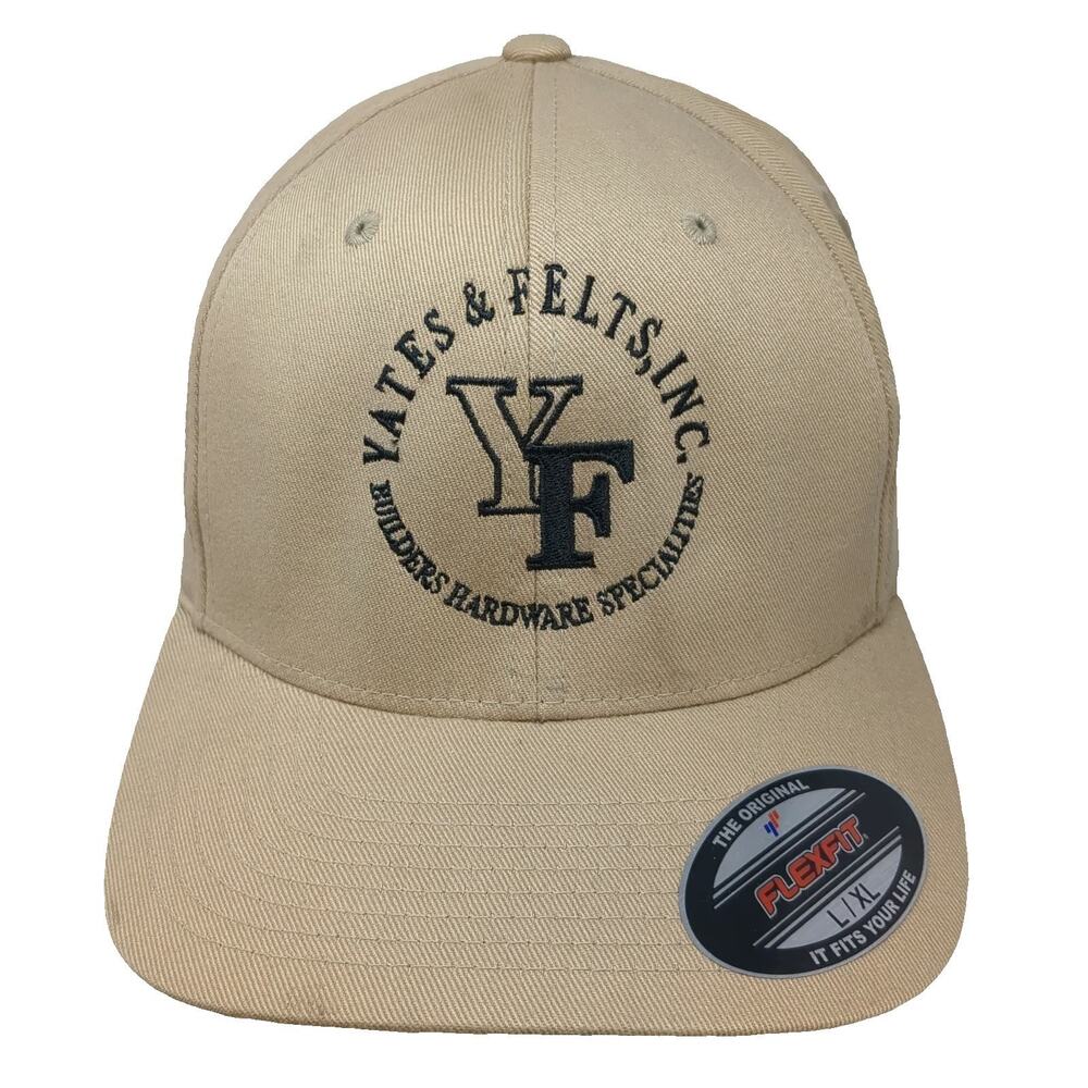 Port Authority Baseball Cap Beige XL Yates & Felts Builders Hardware Flexfit Hat